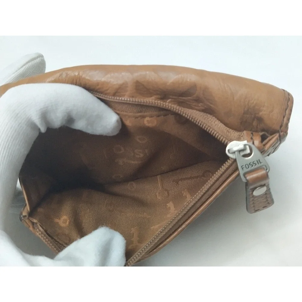 Fossil Brown Leather Credit Card ID Window Trifold Wallet